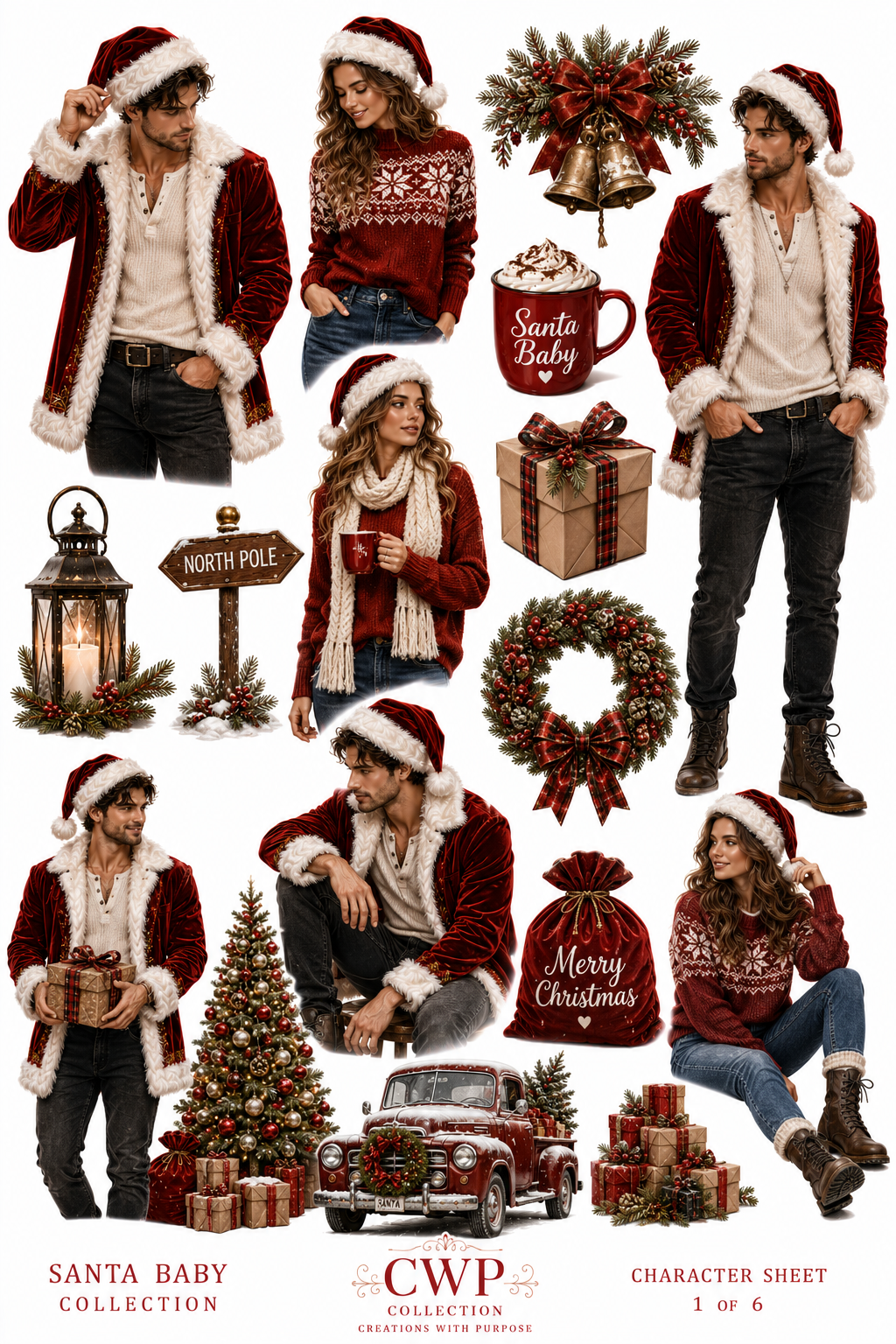 Santa Baby UVDTF Element Sheets | Romantic & Classic Christmas Collection| 9 x 14 | (Copy)