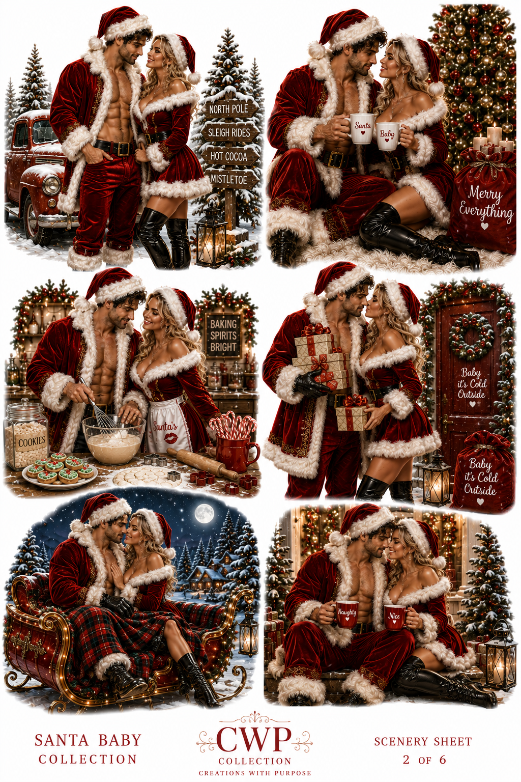 Santa Baby UVDTF Element Sheets | Romantic & Classic Christmas Collection| 9 x 14 | (Copy)