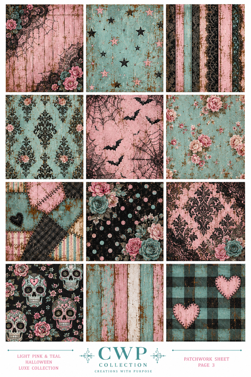 Light Pink & Teal Halloween Luxe | UVDTF Element Sheets | 4 To Choose From |CWP Exclusive