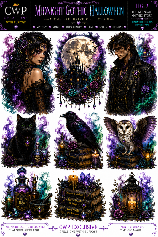 Midnight Gothic Halloween Collection | UVDTF Element Sheets | 5 Designs to Choose From