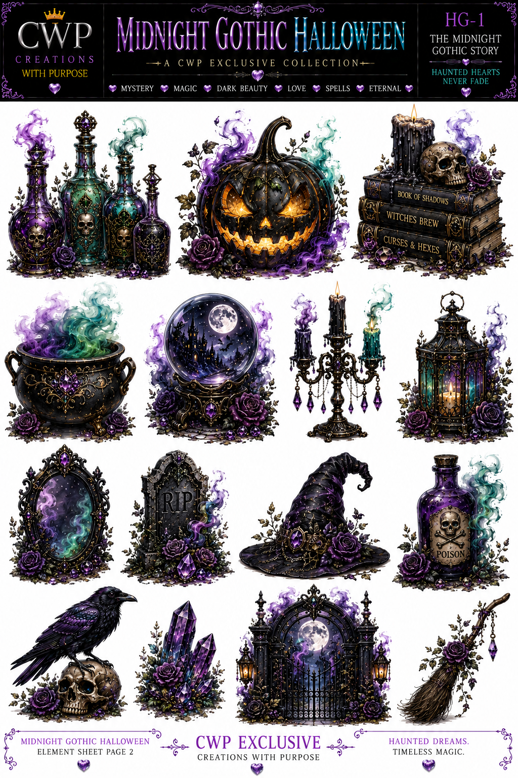 Midnight Gothic Halloween Collection | UVDTF Element Sheets | 5 Designs to Choose From