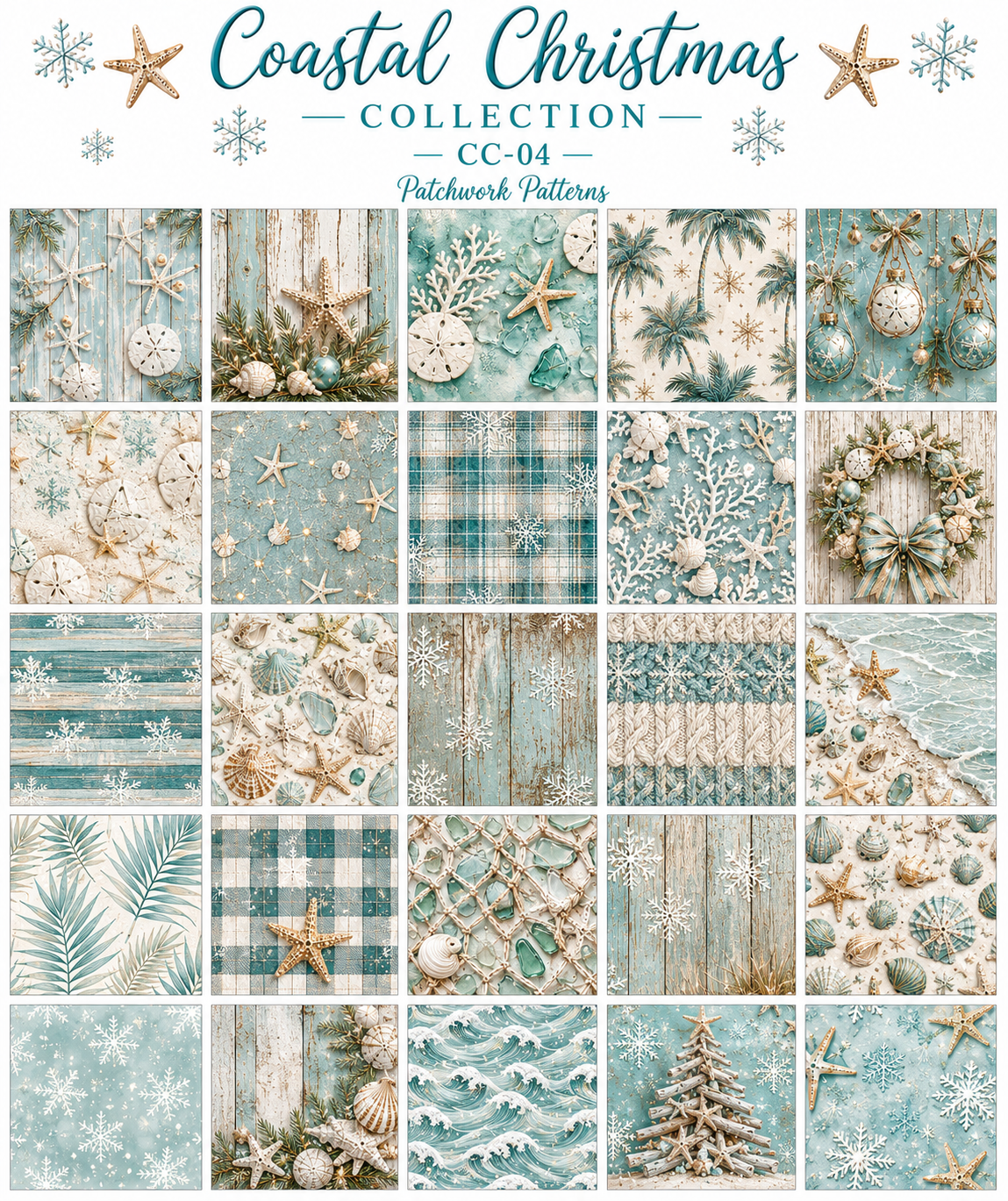Coastal Christmas Collection | Beach Christmas UVDTF Element Sheets | 9.5 x 14