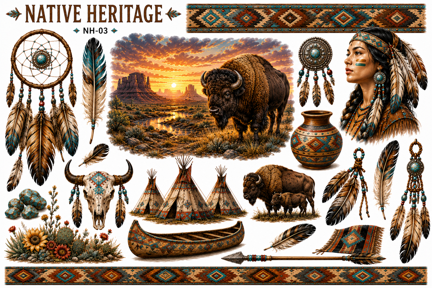 Native Heritage Collection | Southwest & Western UVDTF Element Sheets | 9.5 x 14