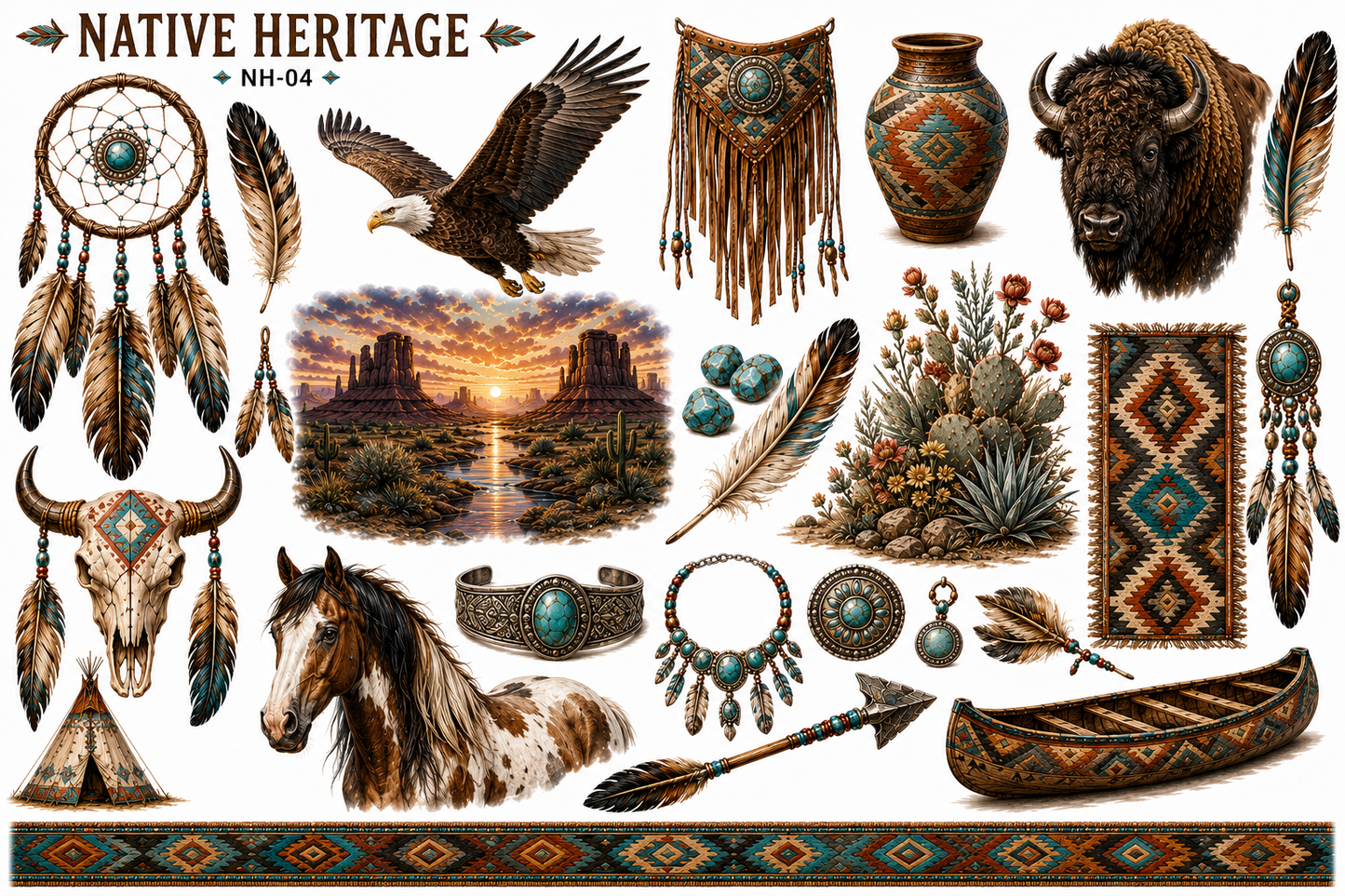Native Heritage Collection | Southwest & Western UVDTF Element Sheets | 9.5 x 14