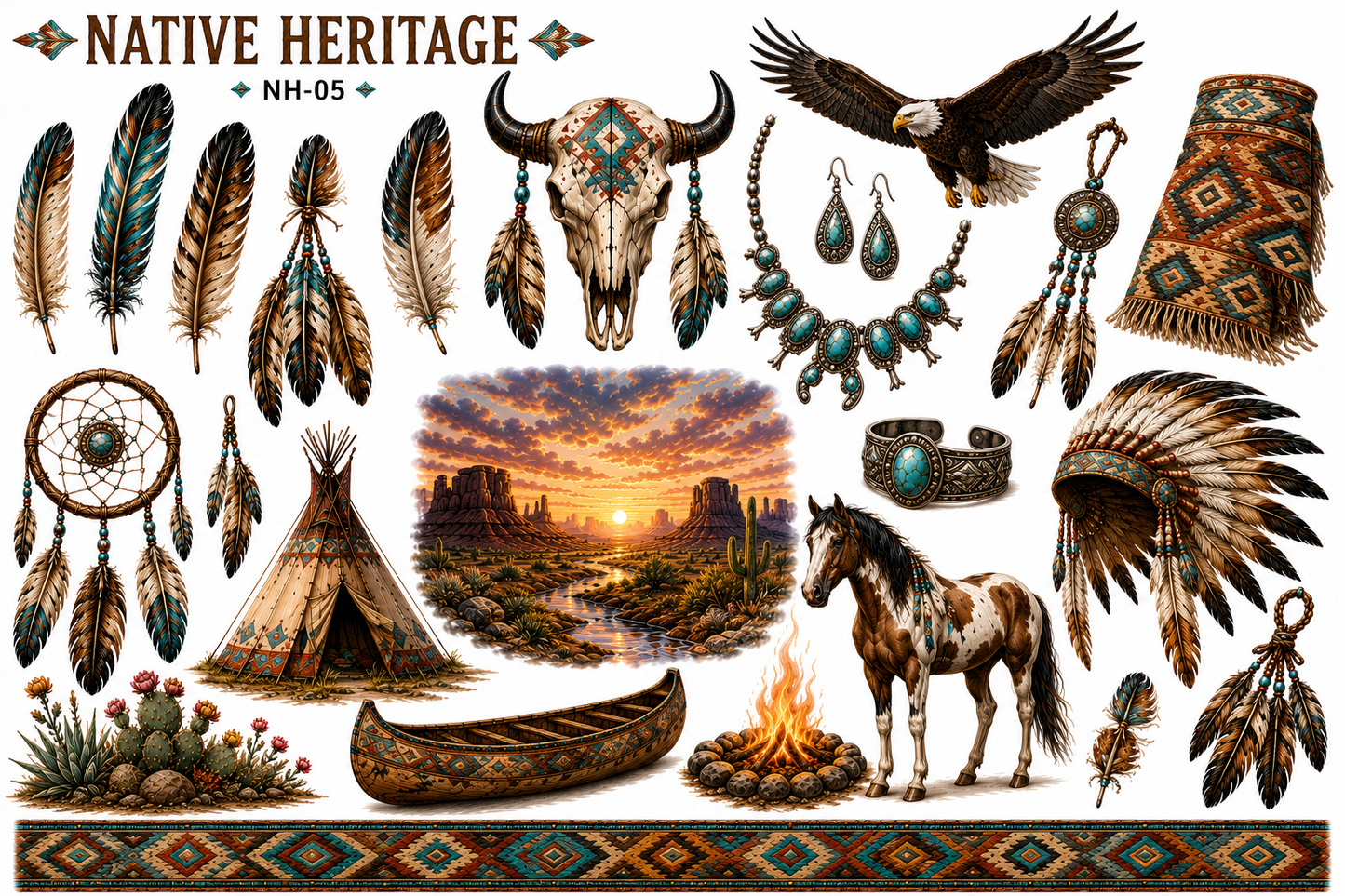 Native Heritage Collection | Southwest & Western UVDTF Element Sheets | 9.5 x 14