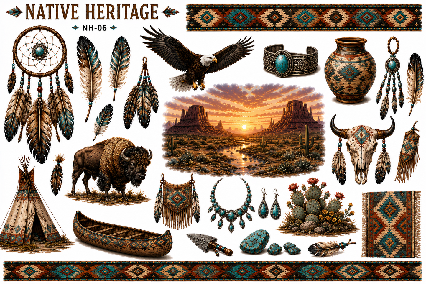 Native Heritage Collection | Southwest & Western UVDTF Element Sheets | 9.5 x 14