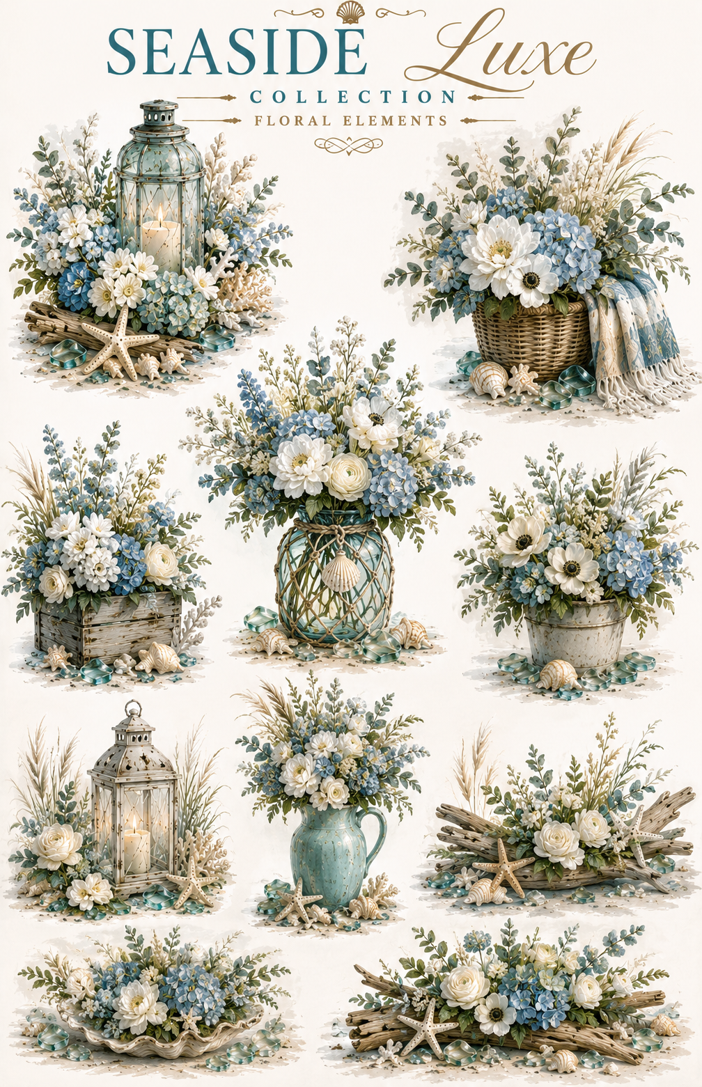 Seaside Luxe UVDTF Element Sheet Collection | 4 Coastal Beach Designs