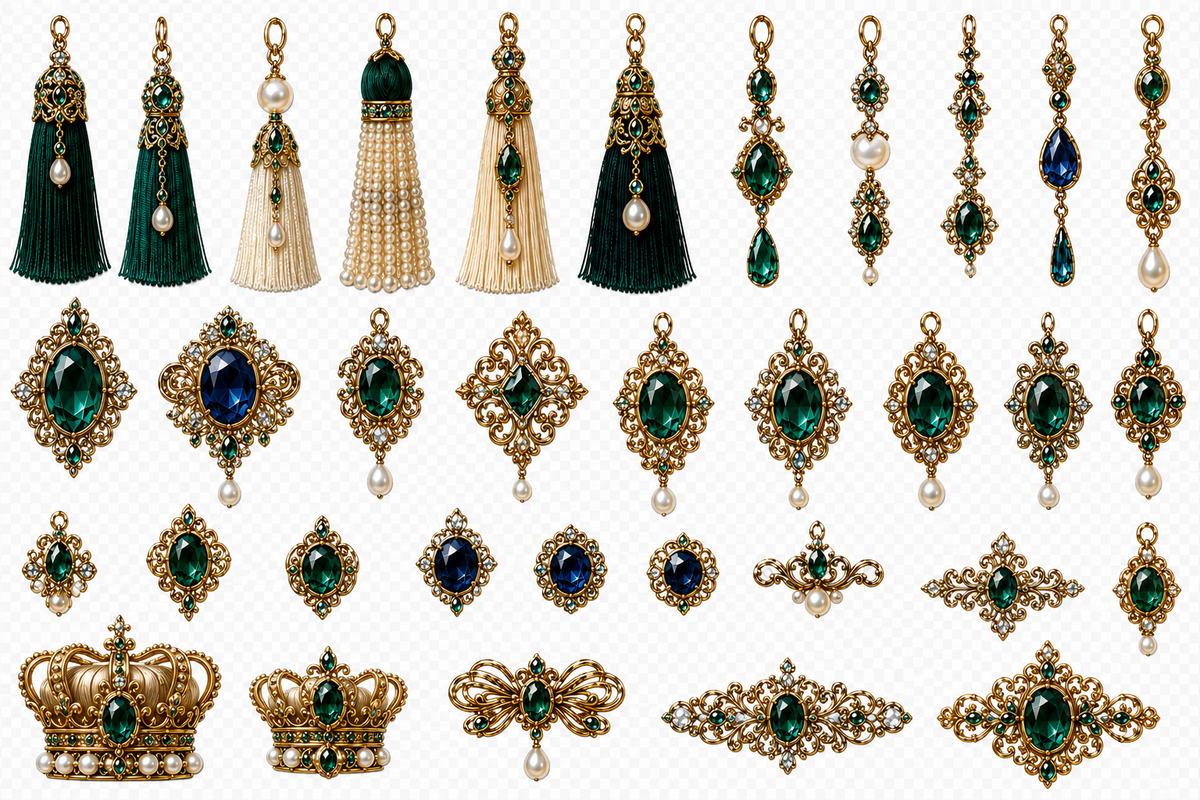 The Peacock Society UVDTF Element Sheets | Emerald & Gold Vintage Luxe Collection