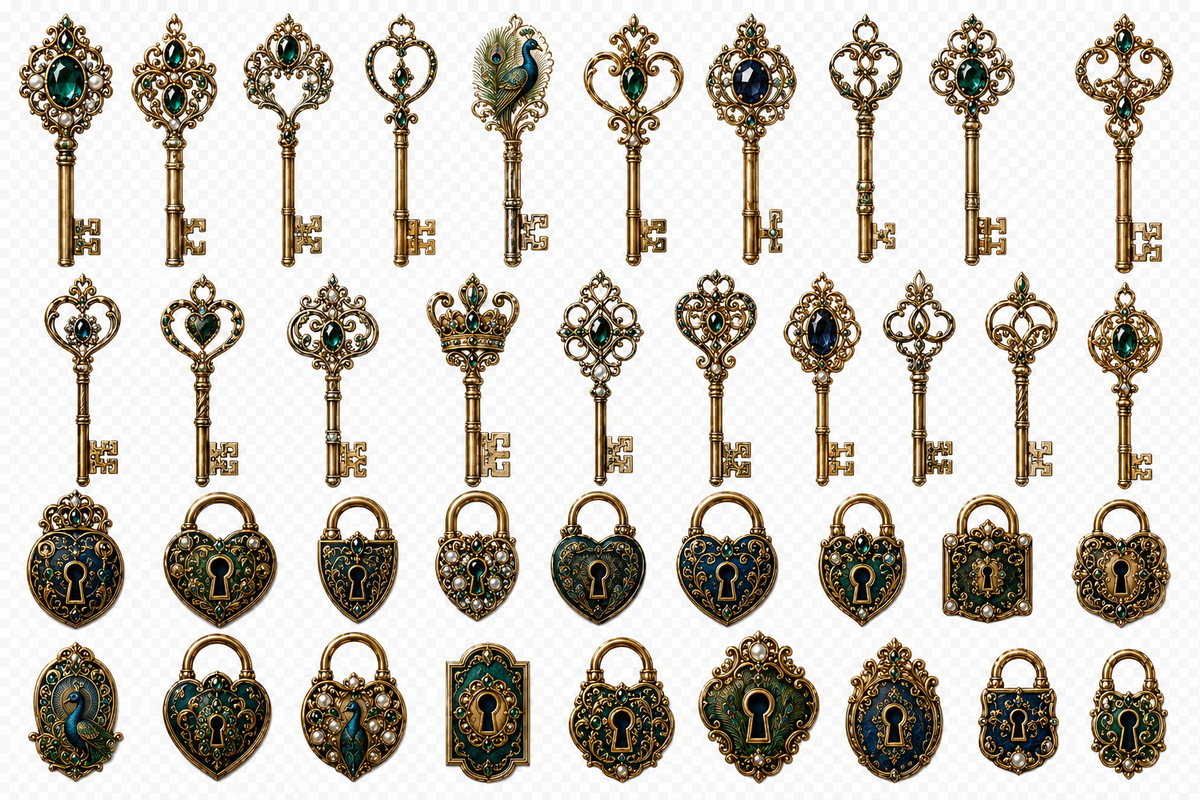 The Peacock Society UVDTF Element Sheets | Emerald & Gold Vintage Luxe Collection