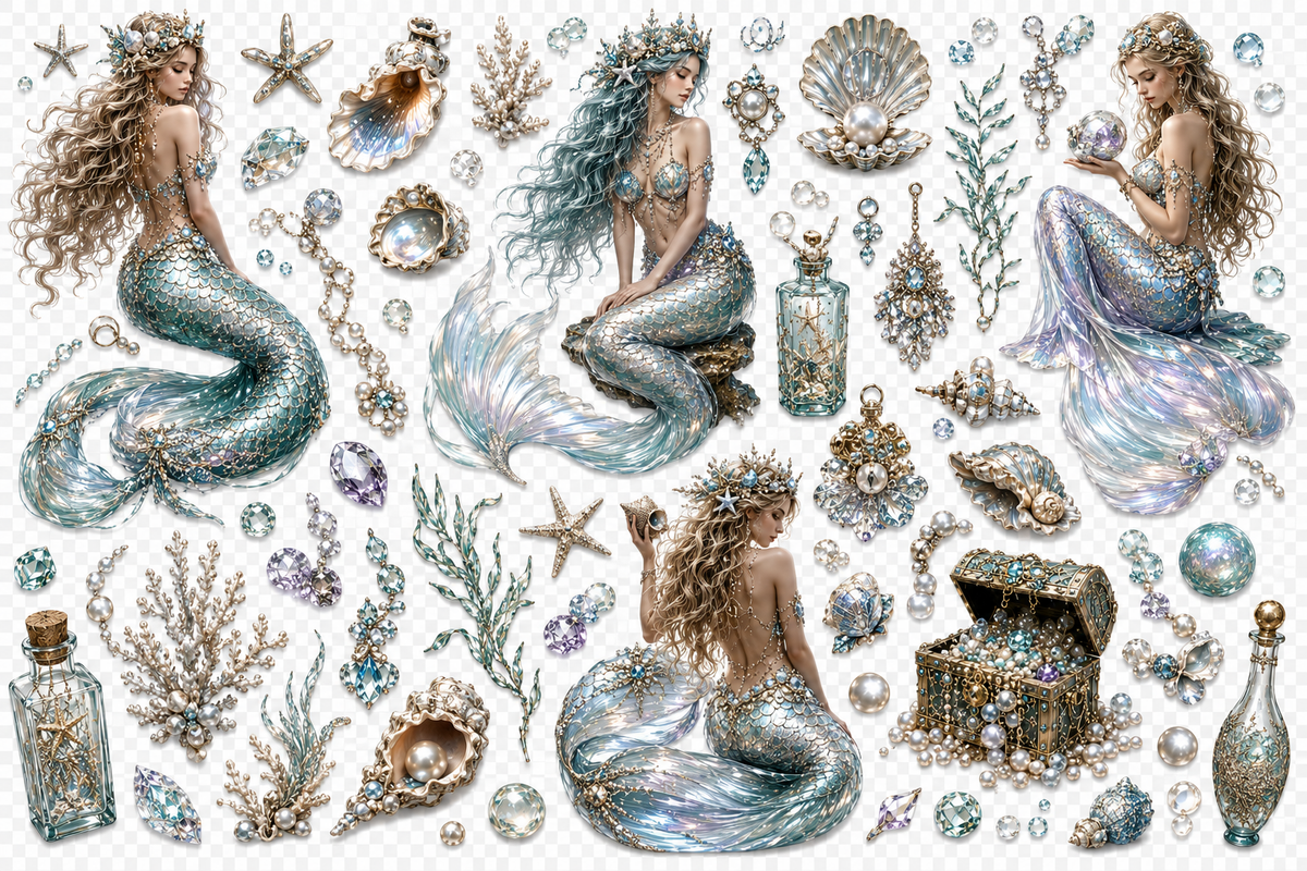 Mermaid Treasury UVDTF Element Sheets | Mermaid & Ocean Collection | 892