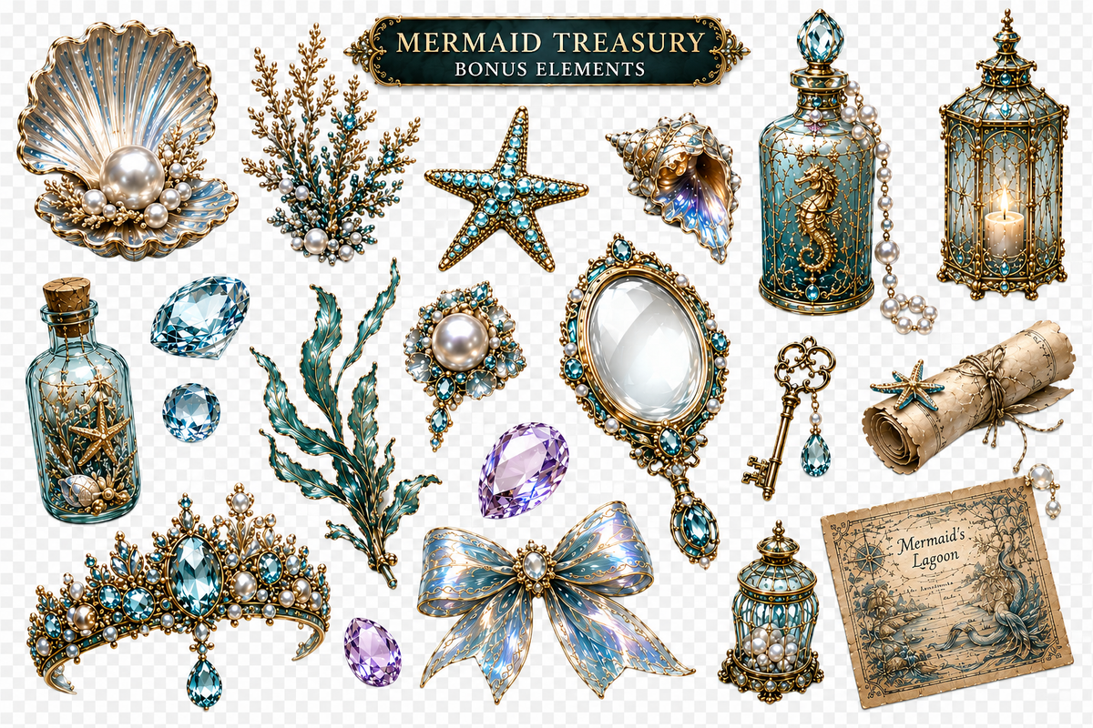 Mermaid Treasury UVDTF Element Sheets | Mermaid & Ocean Collection | 892