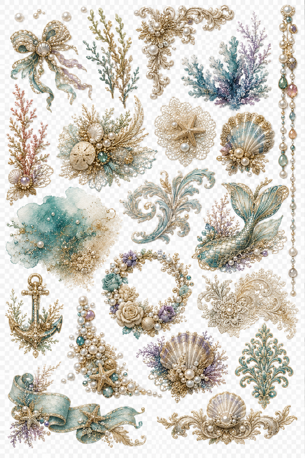 Mermaid Treasury UVDTF Element Sheets | Mermaid & Ocean Collection | 892
