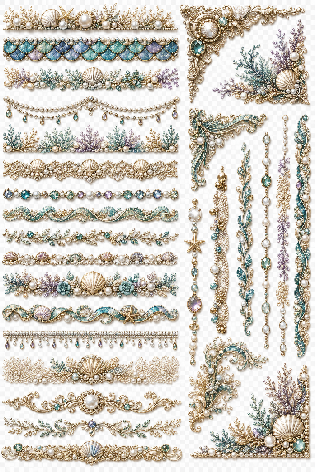 Mermaid Treasury UVDTF Element Sheets | Mermaid & Ocean Collection | 892
