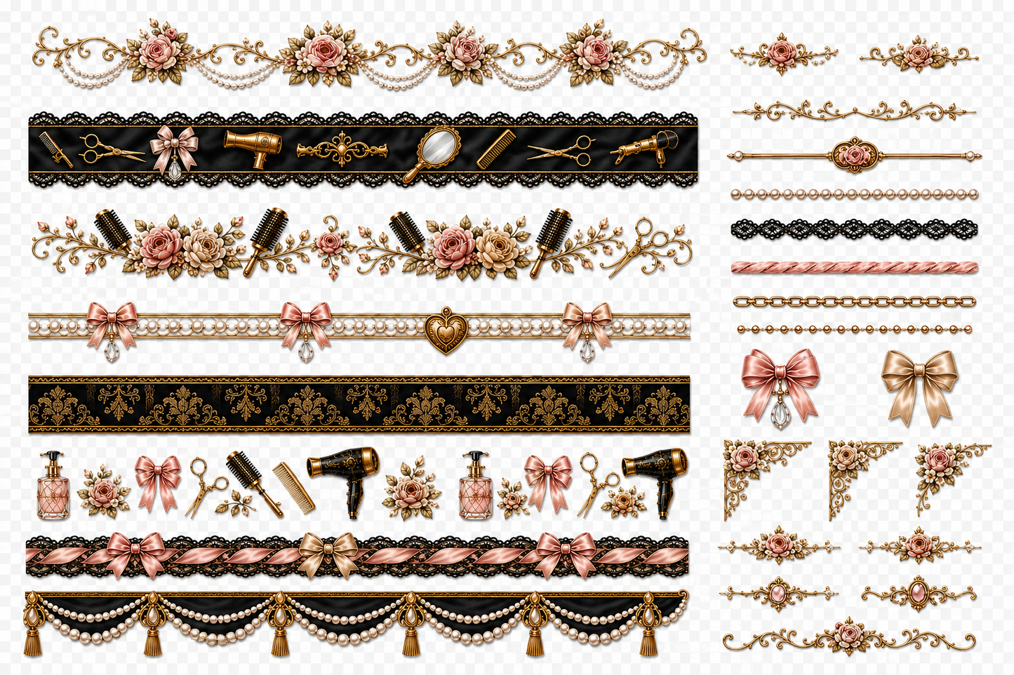 Salon Society Luxe UVDTF Element Sheet Collection | 4 Hair Stylist & Beauty Designs