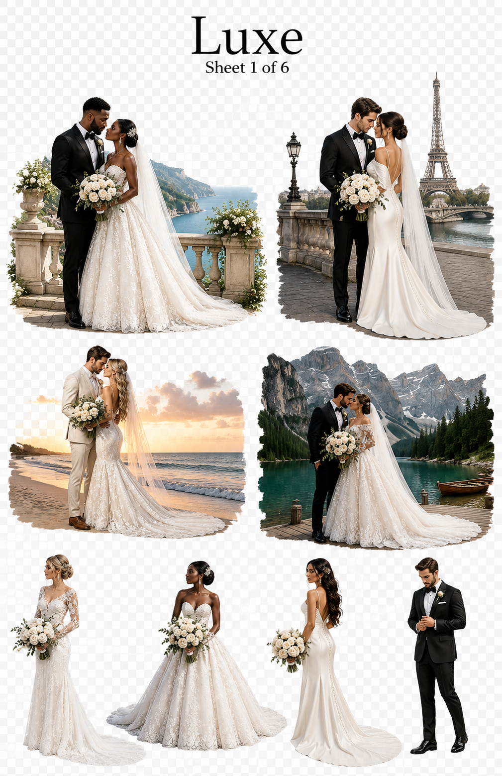 Luxe Wedding UVDTF Element Sheets | Wedding & Newlywed Designs | 894