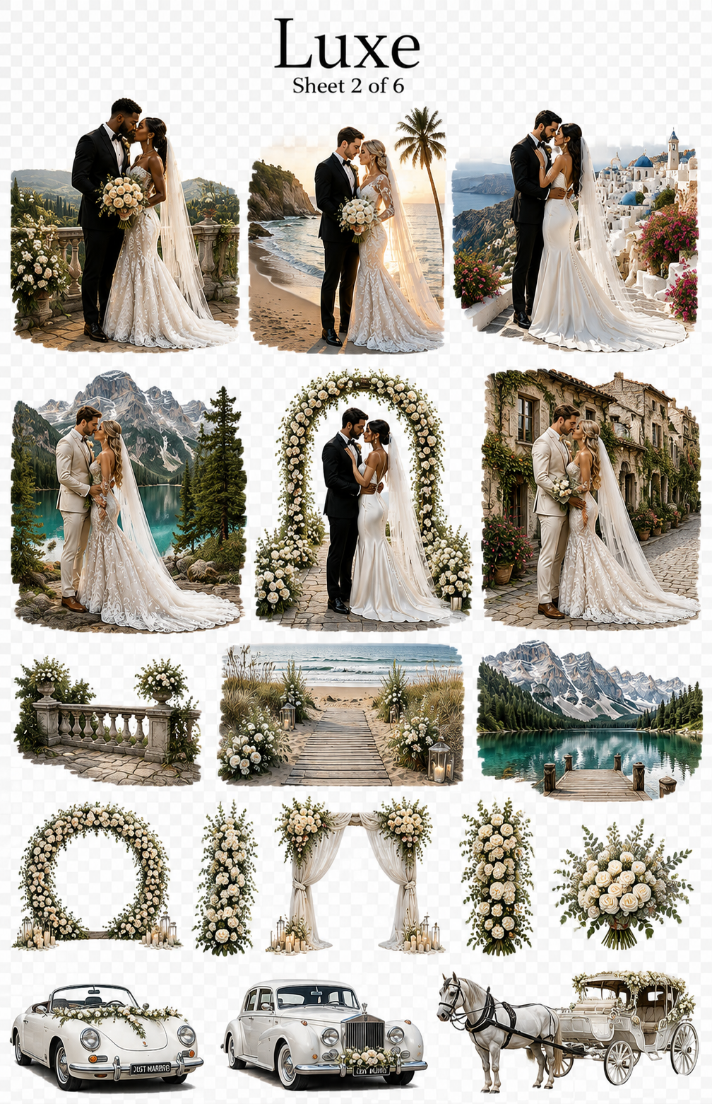 Luxe Wedding UVDTF Element Sheets | Wedding & Newlywed Designs | 894