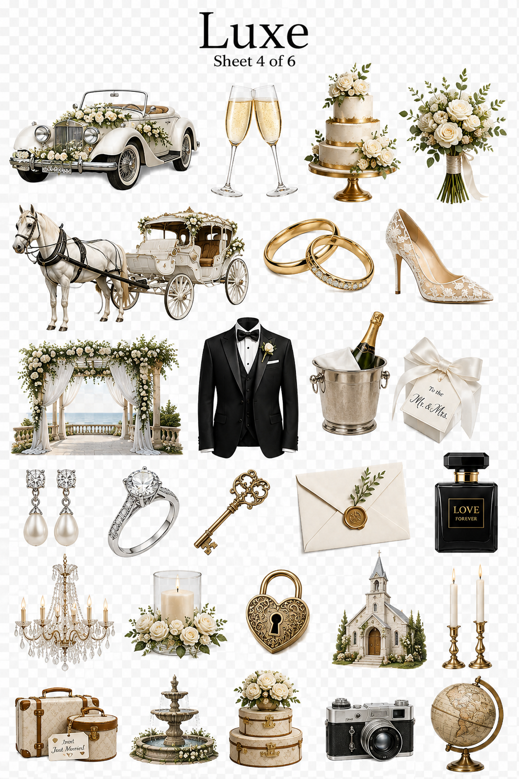 Luxe Wedding UVDTF Element Sheets | Wedding & Newlywed Designs | 894