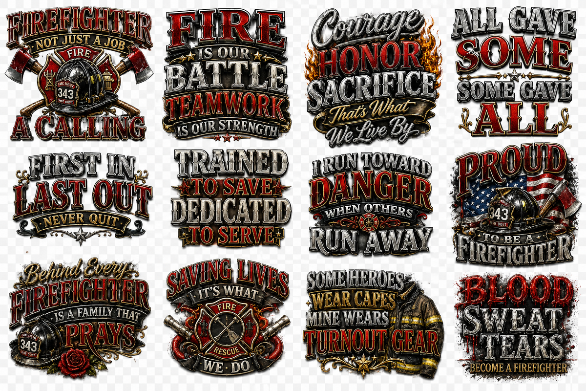 Fire Fighter Society UVDTF Element Sheets | Firefighter & First Responder Designs | 891