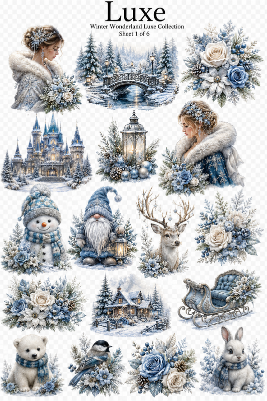 Winter Wonderland Luxe UVDTF Element Sheet Collection | 4 Elegant Winter Designs