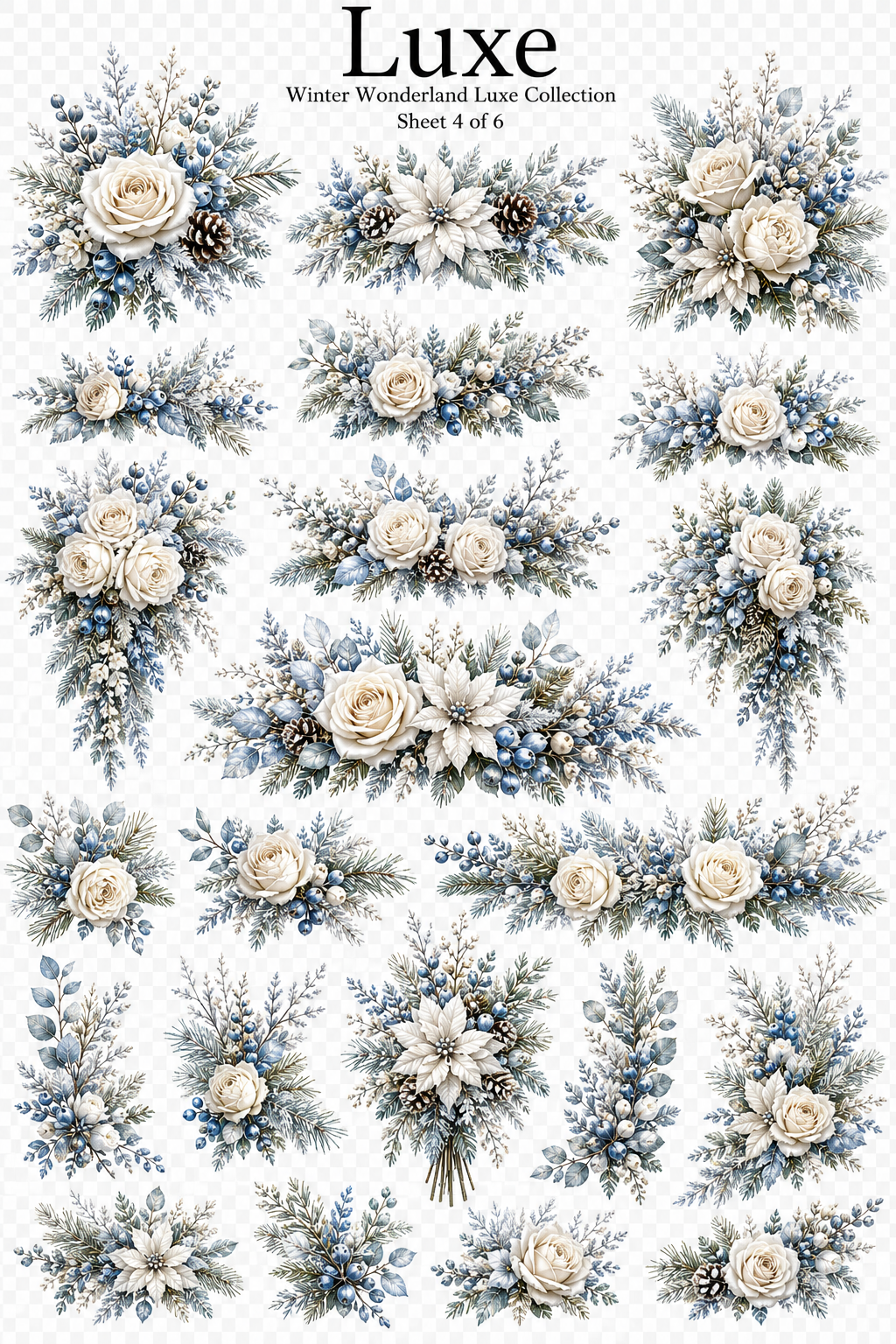Winter Wonderland Luxe UVDTF Element Sheet Collection | 4 Elegant Winter Designs