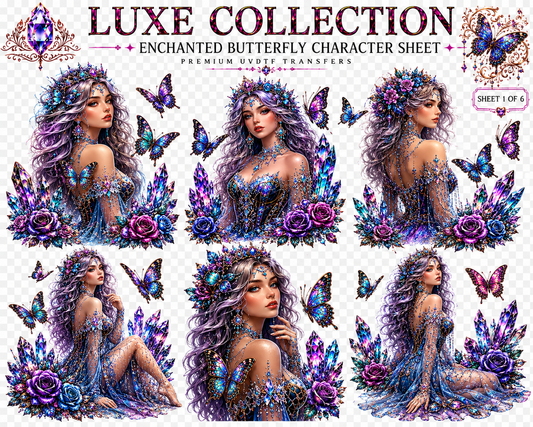 Enchanted Butterfly Luxe UVDTF Element Sheet Collection | 6 Fantasy Butterfly & Crystal Designs