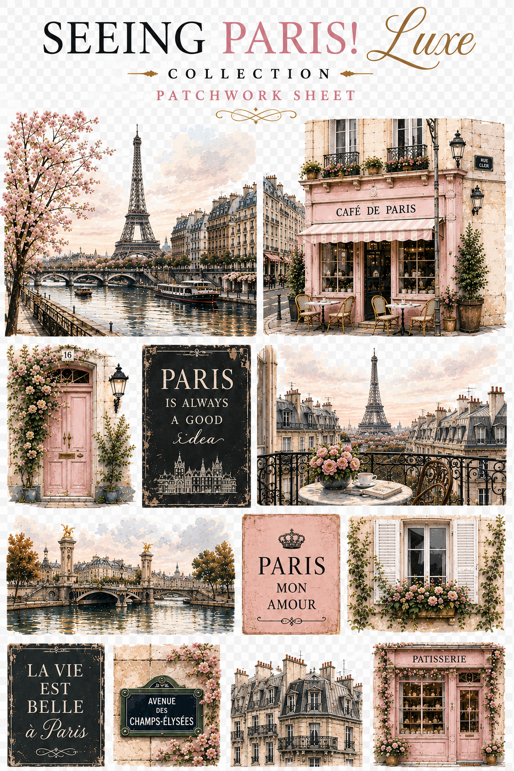 Seeing Paris Luxe UVDTF Element Sheets | Paris French Collection