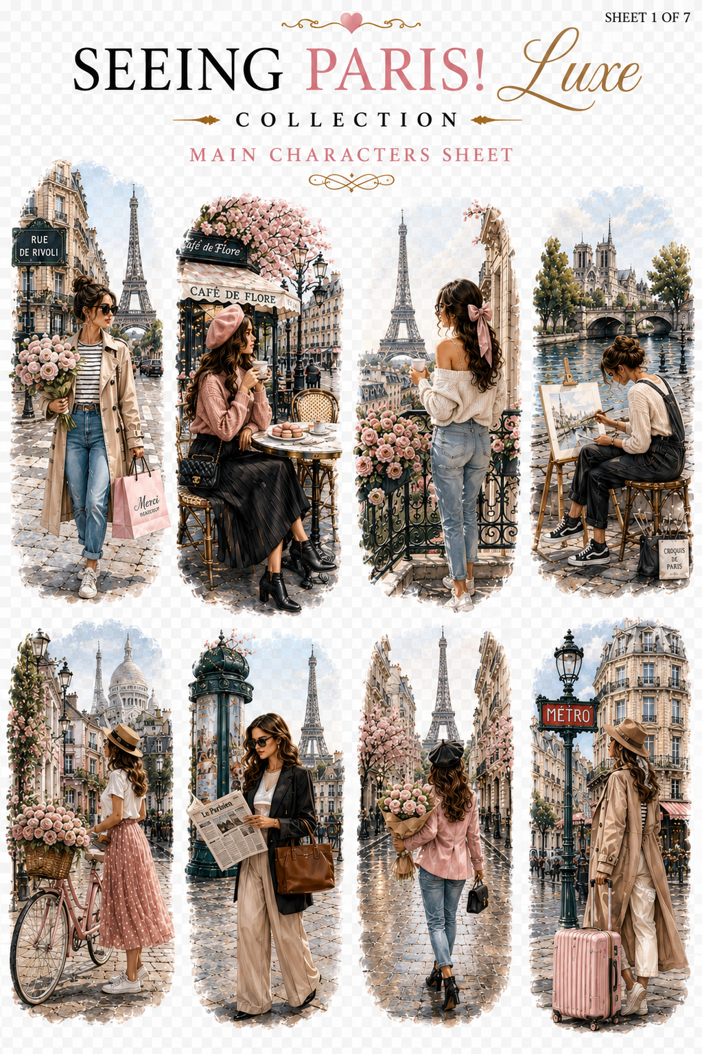 Seeing Paris Luxe UVDTF Element Sheets | Paris French Collection