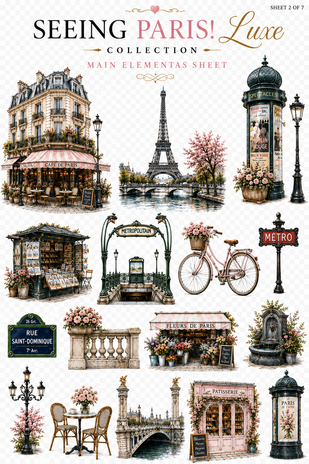 Seeing Paris Luxe UVDTF Element Sheets | Paris French Collection