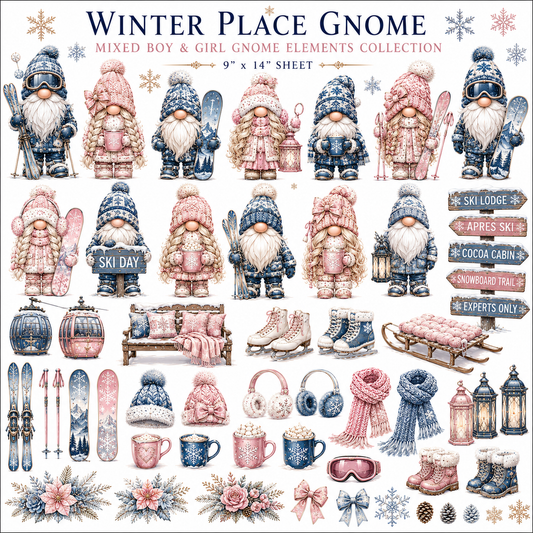 Winter Place Collection | Ski Lodge & Winter Gnome UVDTF Element Sheets | 9 x 14 948