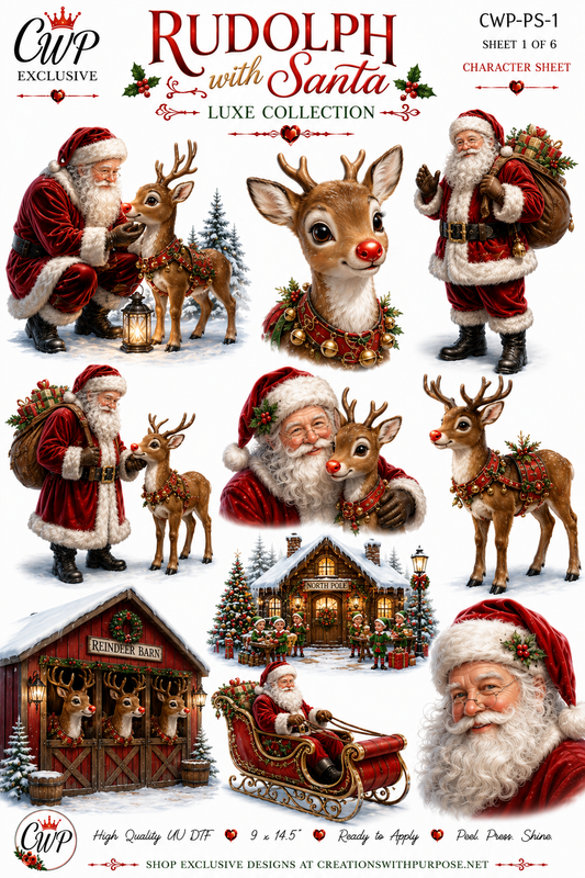 Rudolph with Santa Luxe UVDTF Element Sheets| 9 x 14 |