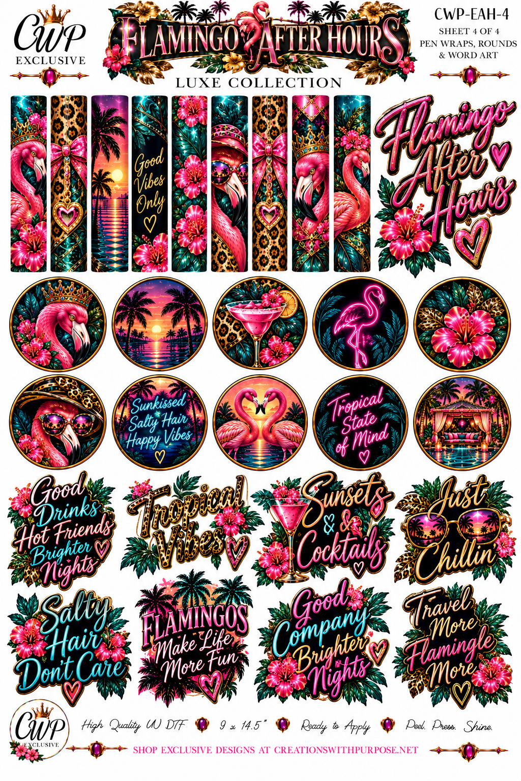 Flamingo After Hours Luxe UVDTF Element Sheets| 9 x 14 |