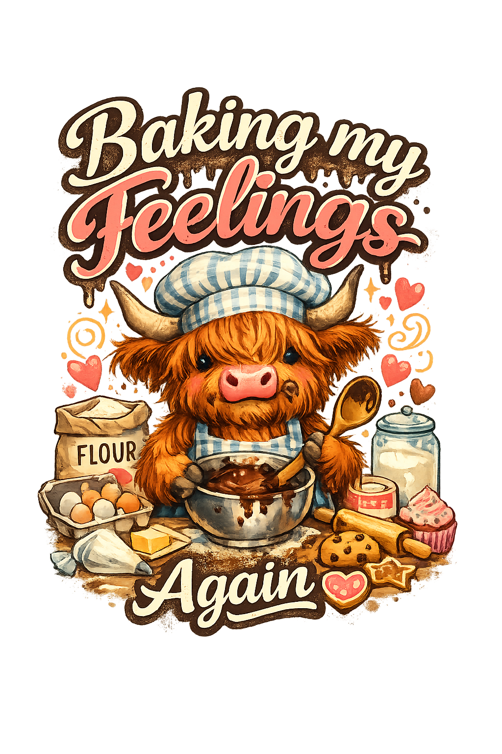 11" DTF Print Ready to Press Baking My Feelings Again