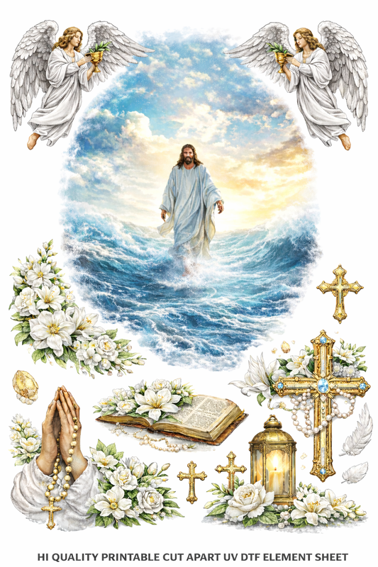 UVDTF 9.5 x 14 Element Sheet Faith Jesus & Angels 977