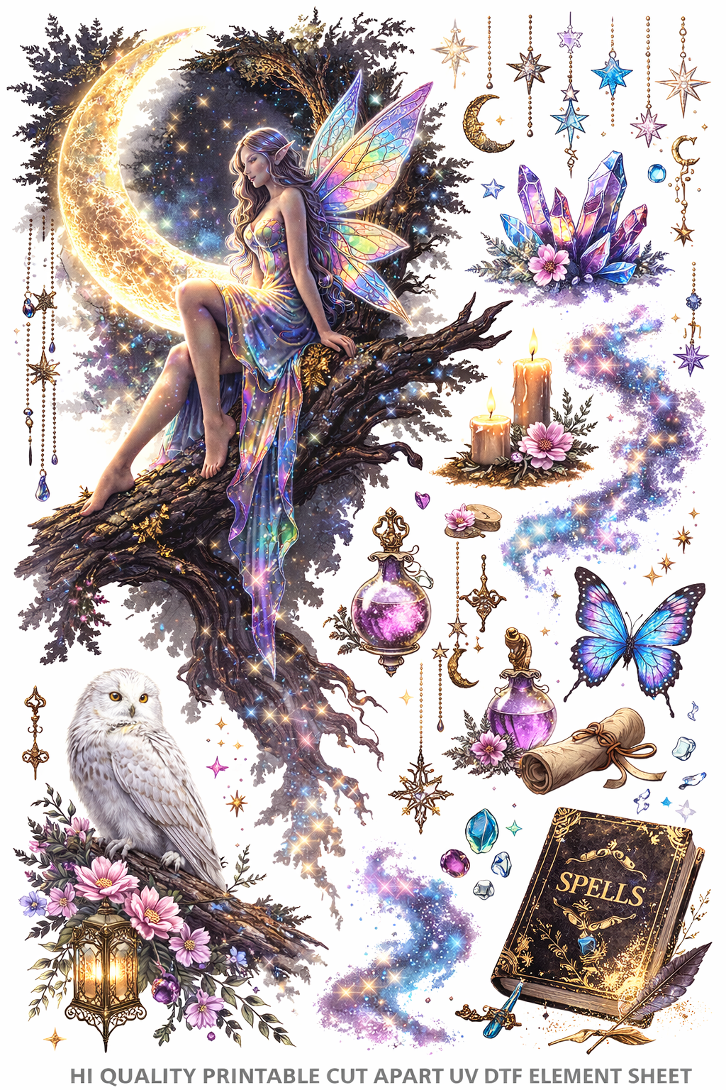 UVDTF 9.5 x 14 Element Sheet Moonlit Fairy & Spells 860