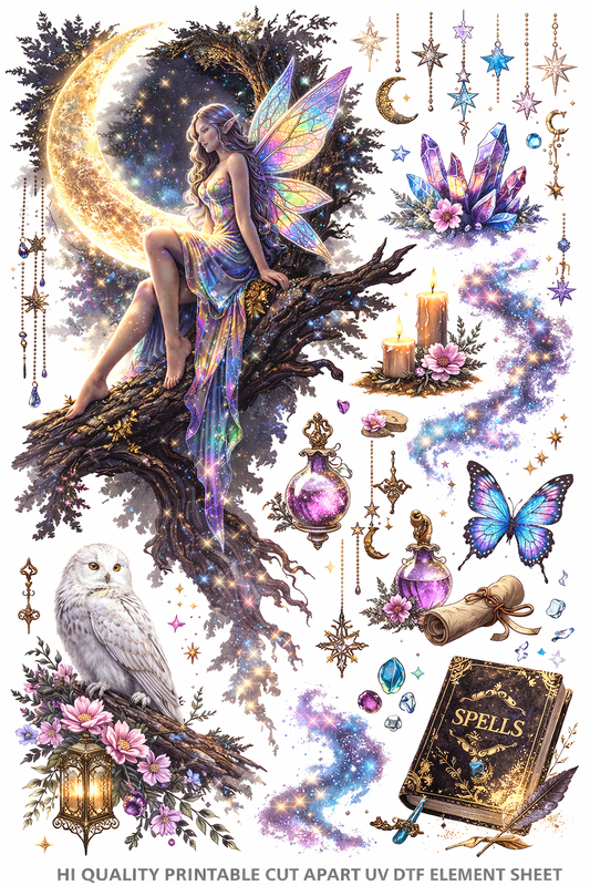 UVDTF 9.5 x 14 Element Sheet Moonlit Fairy & Spells 860