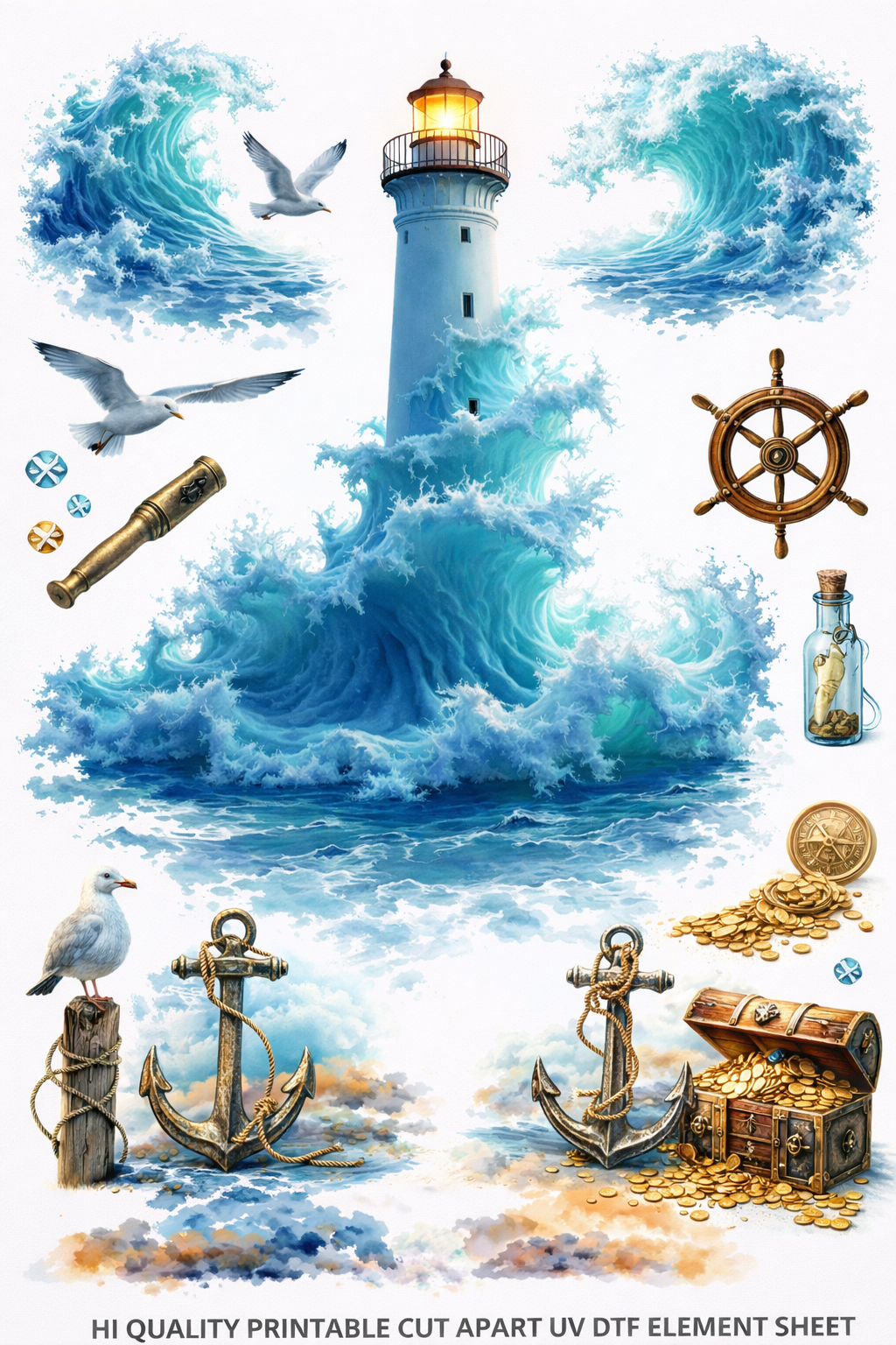 UVDTF 9.5 x 14 Element Sheet Coastal Lighthouse 972