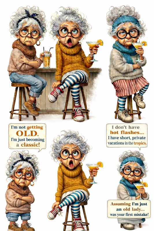 UVDTF 9.5 x 14 Element Sheet Sassy Aging Ladies 991