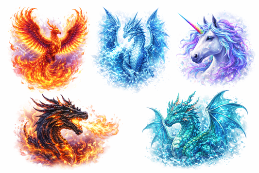 UVDTF 9.5 x 14 Element Sheet Elemental Fantasy Creatures 987