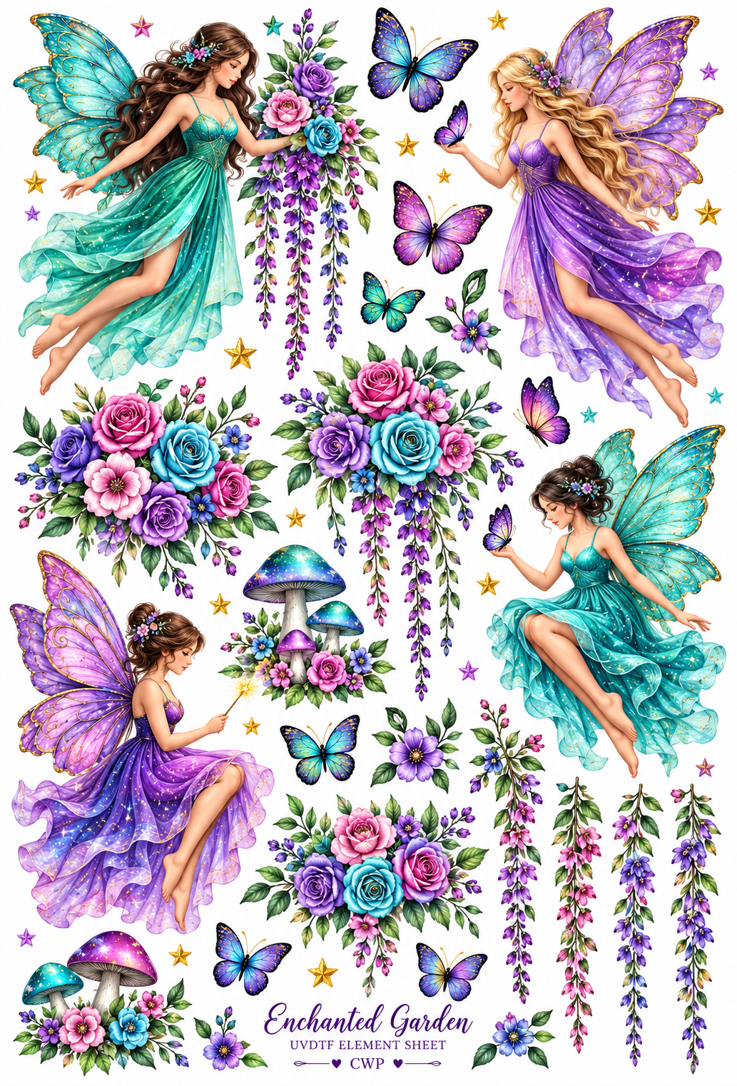 UVDTF 9.5 x14 Element Sheet Fairy designs