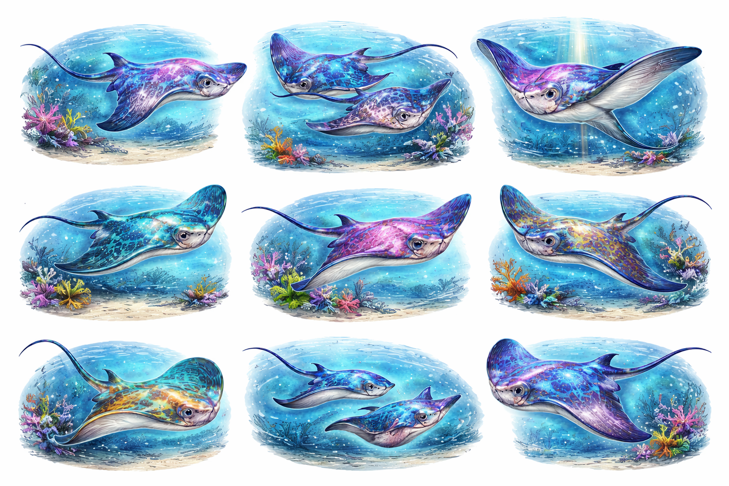 UVDTF 9.5 x 14 Element Sheet Colorful Stingrays 980