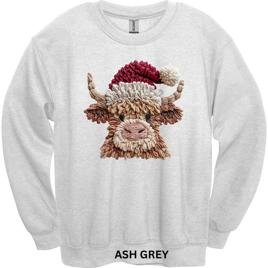 Crewneck Sweatshirt Faux Yarn Christmas Highland 461