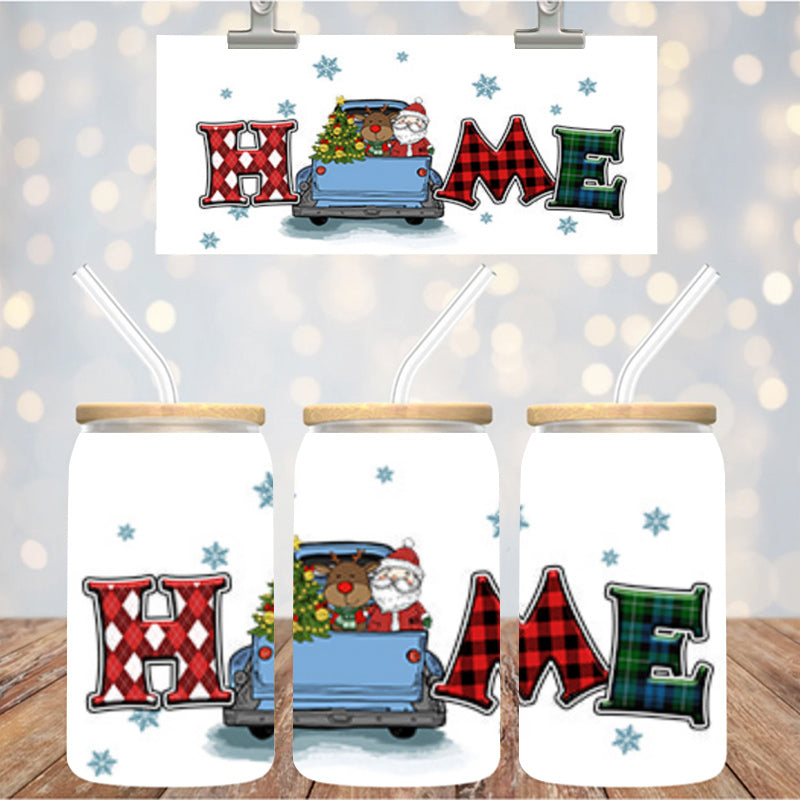 16 oz Uv Dtf Cup Wrap Christmas Home Cute 1139