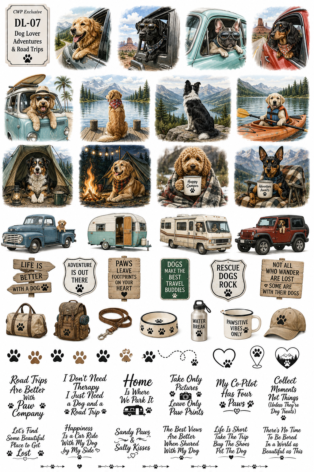Dog Lovers Society | Premium UVDTF Element Sheets | Dog Breed & Pet Lover Collection