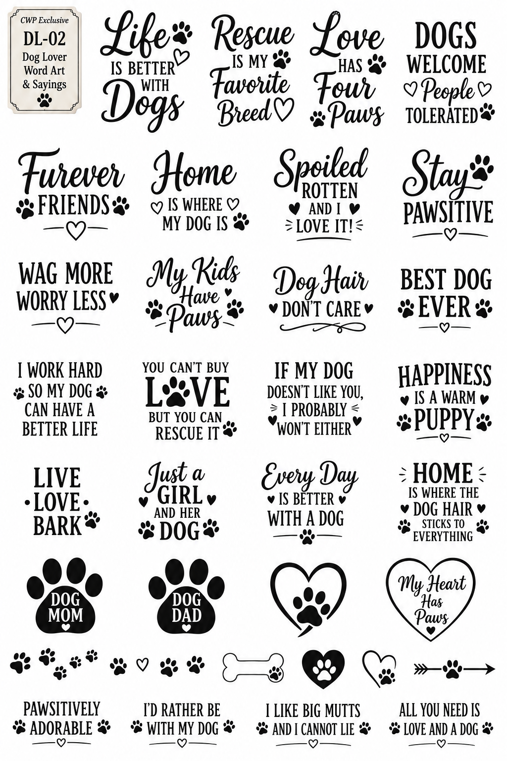 Dog Lovers Society | Premium UVDTF Element Sheets | Dog Breed & Pet Lover Collection