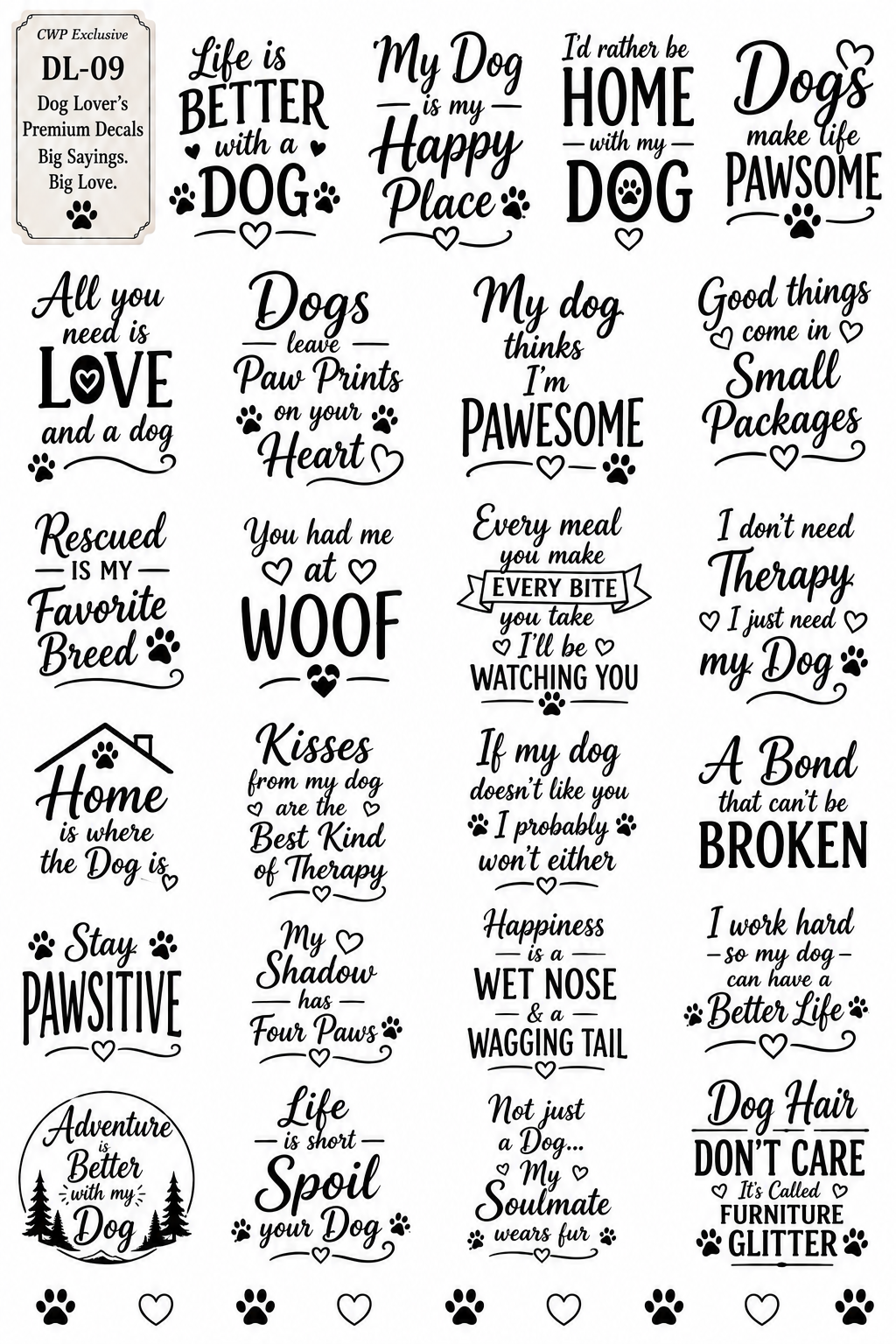 Dog Lovers Society | Premium UVDTF Element Sheets | Dog Breed & Pet Lover Collection