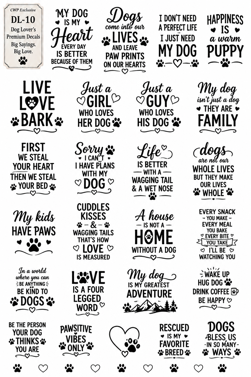Dog Lovers Society | Premium UVDTF Element Sheets | Dog Breed & Pet Lover Collection