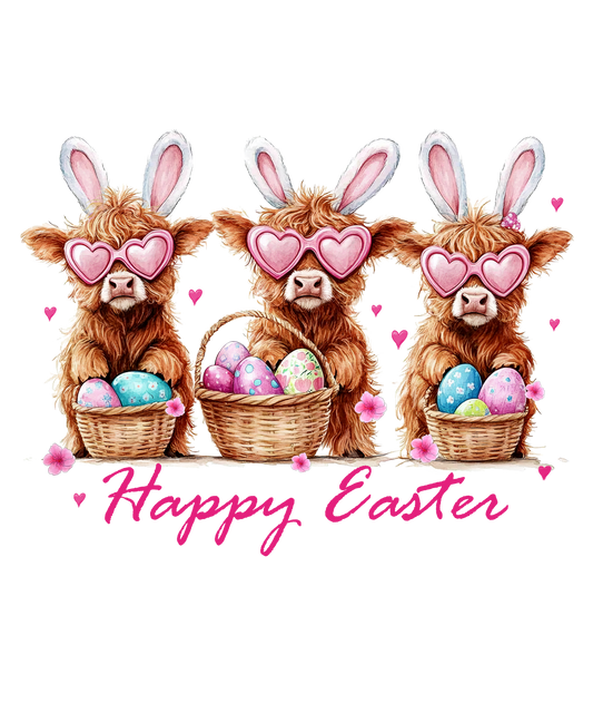 11" DTF Print Ready to Press Happy Easter Highlands