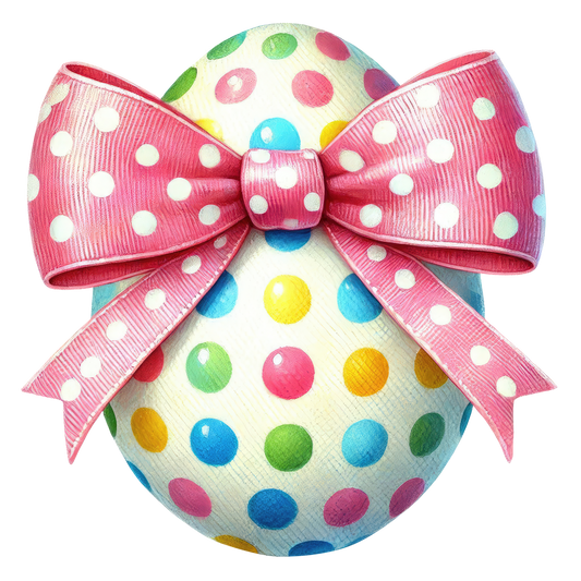 11" DTF Print Ready to Press Easter Egg With Bow
