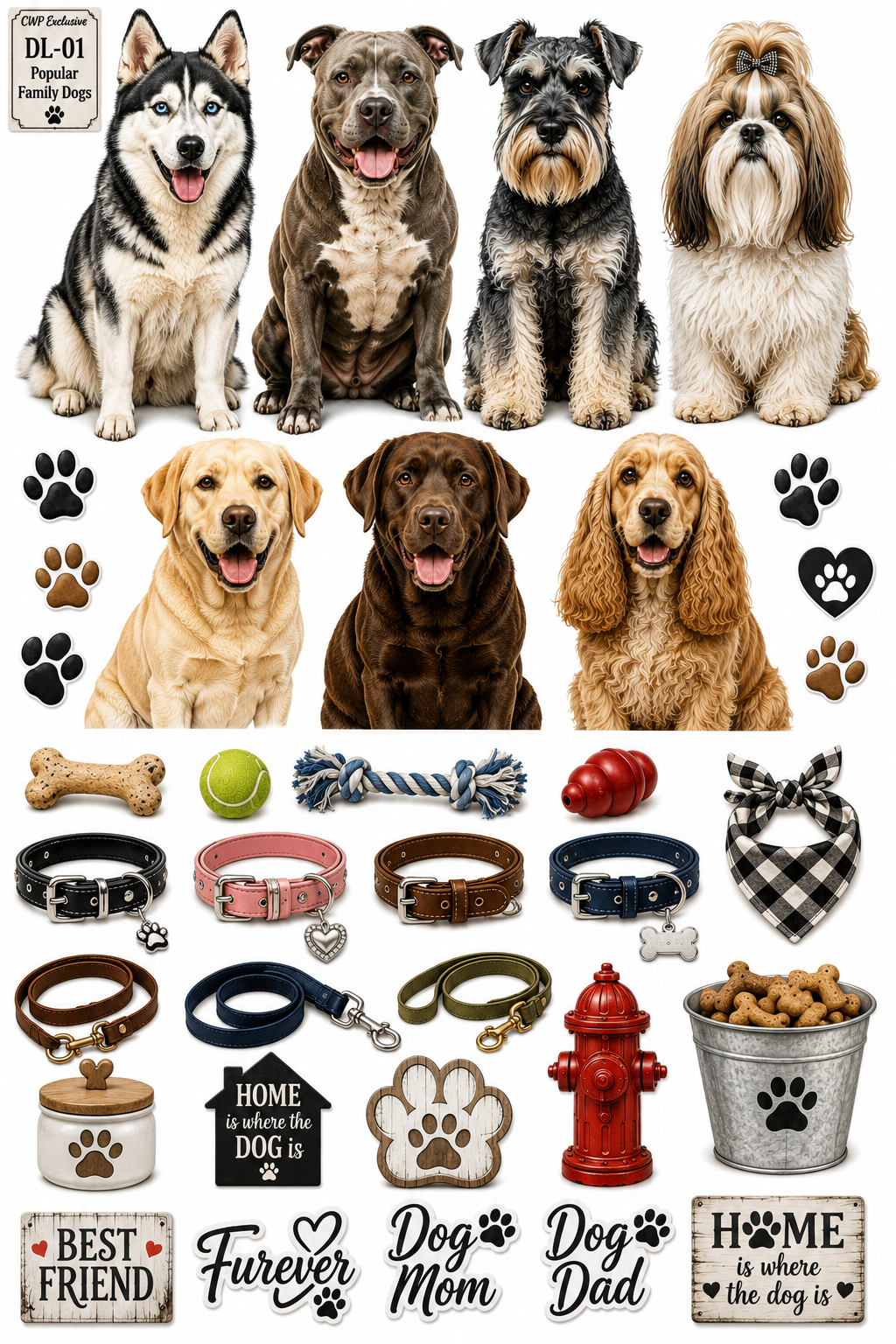 Dog Lovers Society | Premium UVDTF Element Sheets | Dog Breed & Pet Lover Collection