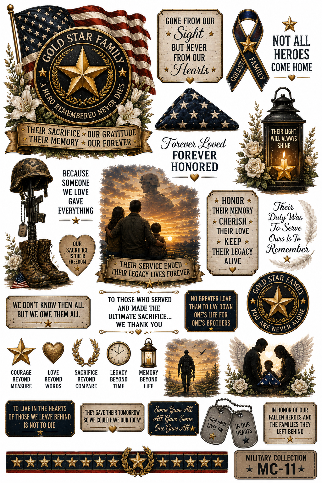 Military Collection | Premium UVDTF Element Sheets | Patriotic & Military Tribute Collection